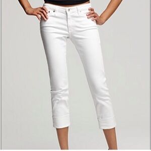 AG Adriano Goldschmied Premier Cuff Crop White Jeans -Size 25